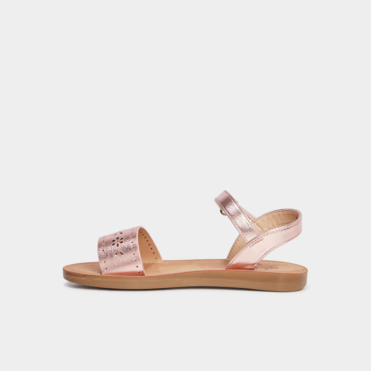 Sandales métallisées perforations rose fille