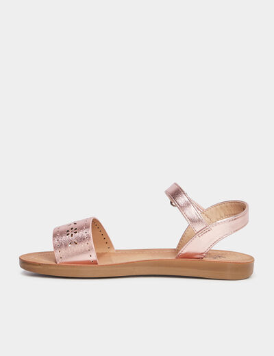 Sandales métallisées perforations rose fille