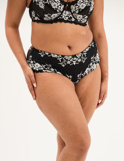 Shorty en dentelle noir femme grande taille