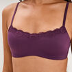 Soutien-gorge bandeau bretelles fines prune femme