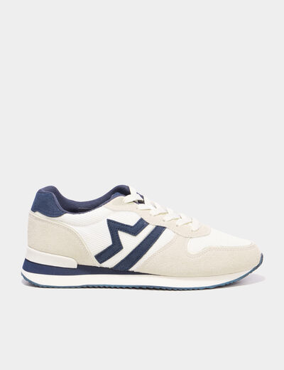 Baskets bi-mati&egrave;re &agrave; lacets Creeks gris clair femme