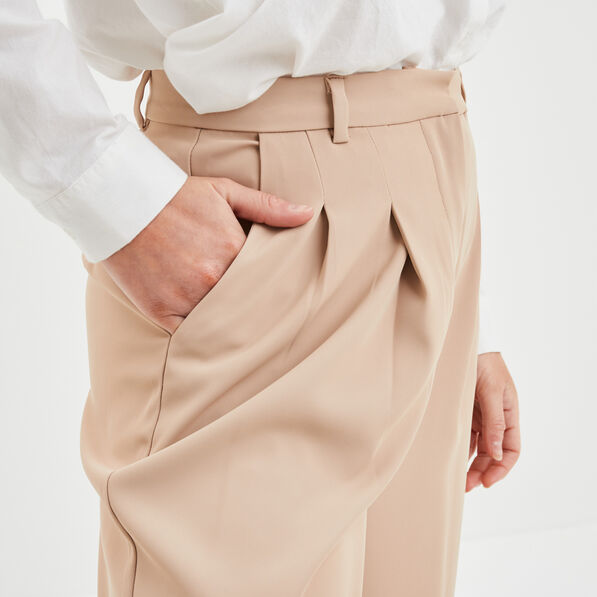 pantalon city wide leg a pinces sable femme Pantalon city wide leg à pinces sable femme