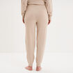 Bas de pyjama jogger en maille beige femme