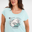 Ensemble pyjama corsaire coton bleu turquoise femme grande taille