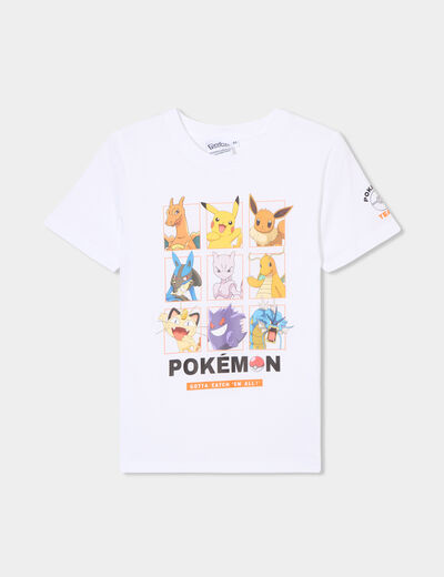 T-shirt manches courtes coton Pokémon blanc garçon