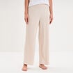 Bas de pyjama large c&ocirc;tel&eacute; long beige femme