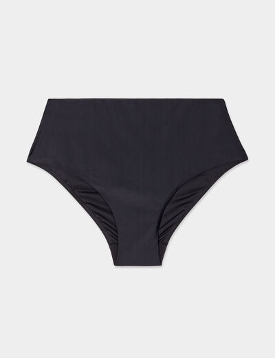 Bas de maillot de bain taille haute noir femme