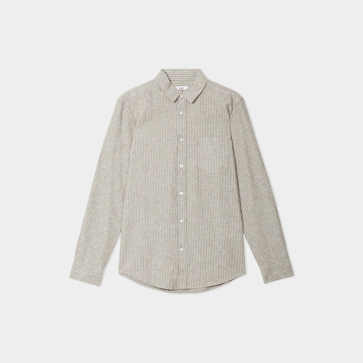 Chemise manches longues 1 poche vert kaki homme