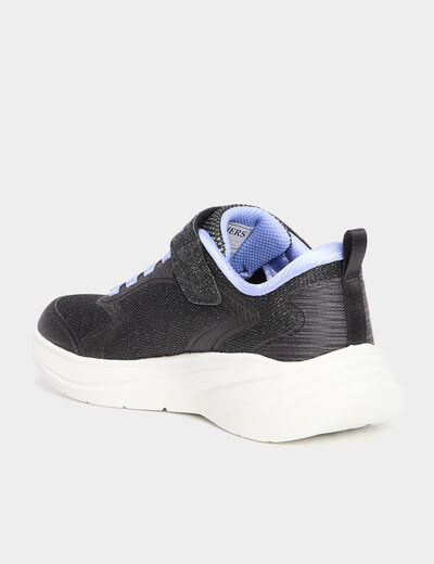 Baskets running &agrave; scratchs Skechers Wave noir fille
