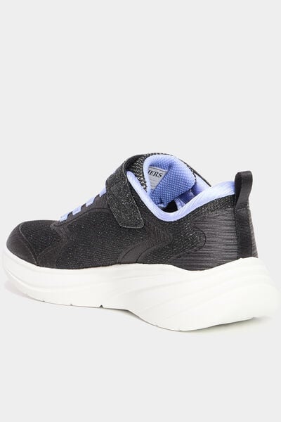 Baskets running &agrave; scratchs Skechers Wave noir fille
