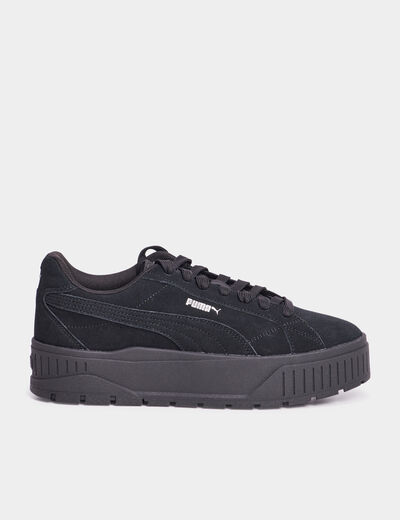 Tennis basses suédine en cuir Puma noir femme