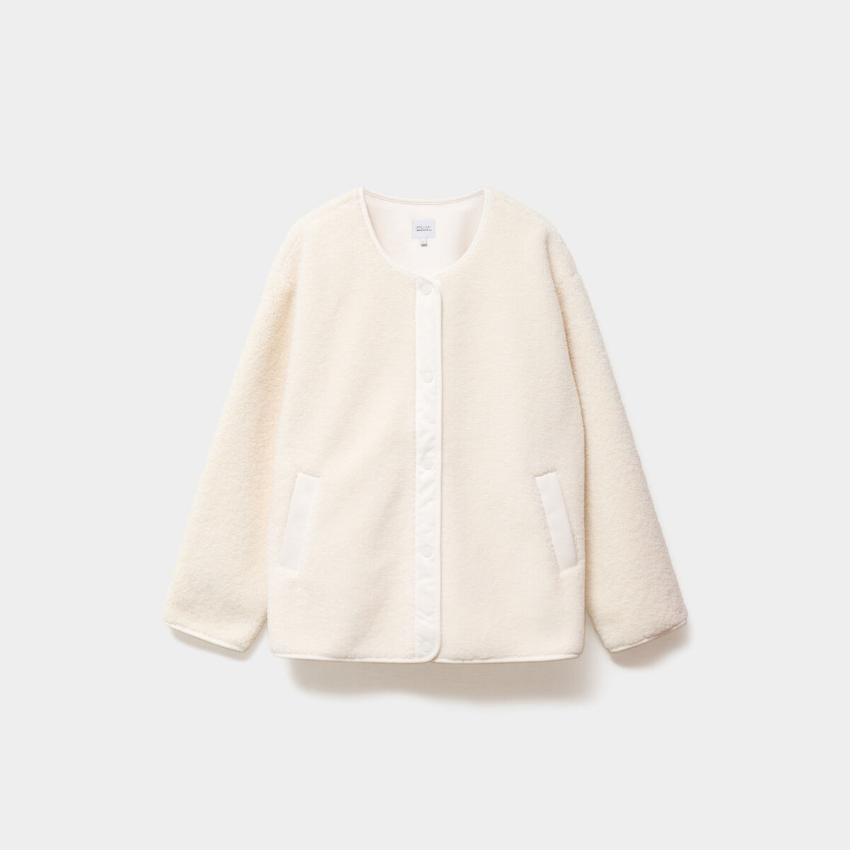 Veste effet polaire boutonn&eacute;e ecru femme grande taille