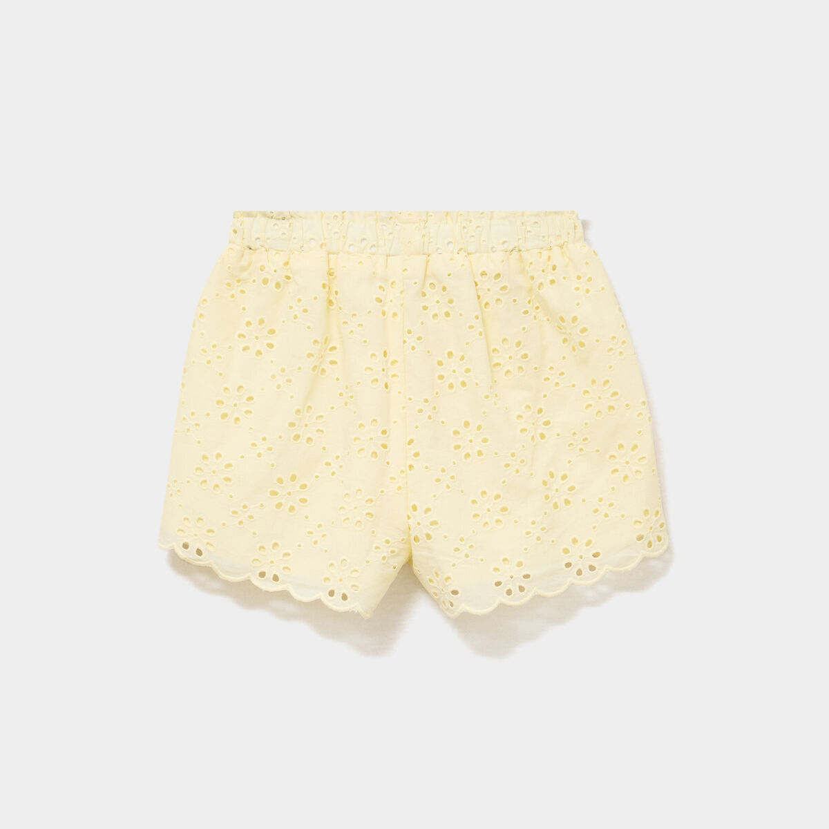 Short broderie anglaise coton jaune clair b&eacute;b&eacute; fille