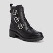 Bottines en cuir avec boucles noir femme
