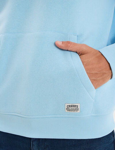 Sweat hoodie 1 poche manches longues bleu clair homme