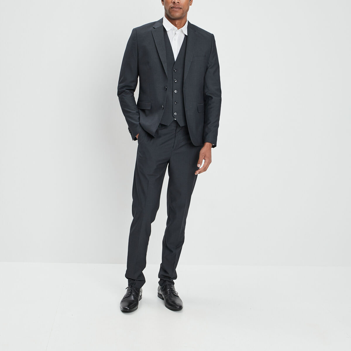 Gilet de costume sans manches gris fonc&eacute; homme