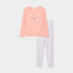 Ensemble pyjama pantalon resserré chat orange corail fille