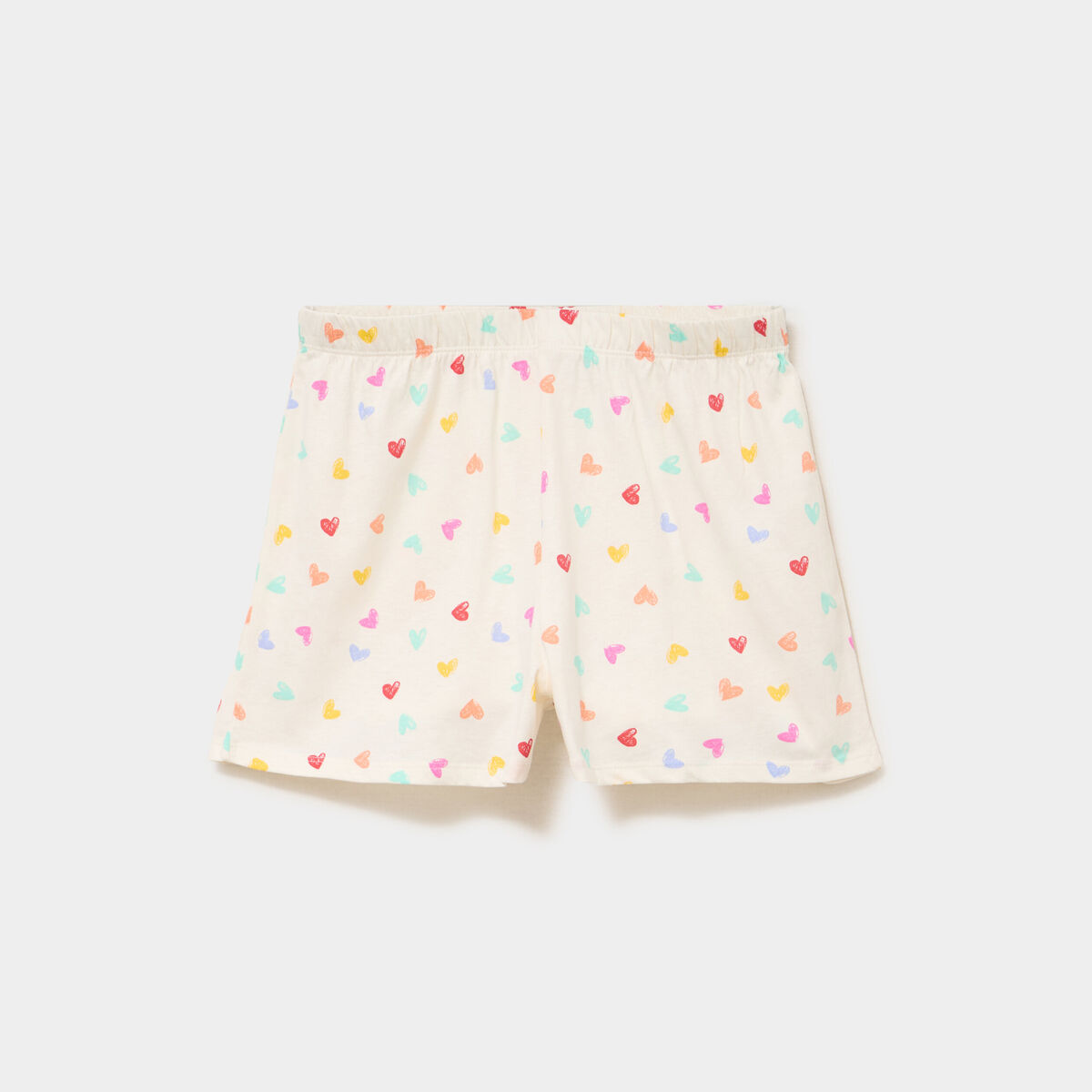 Bas de pyjama short coton ecru femme