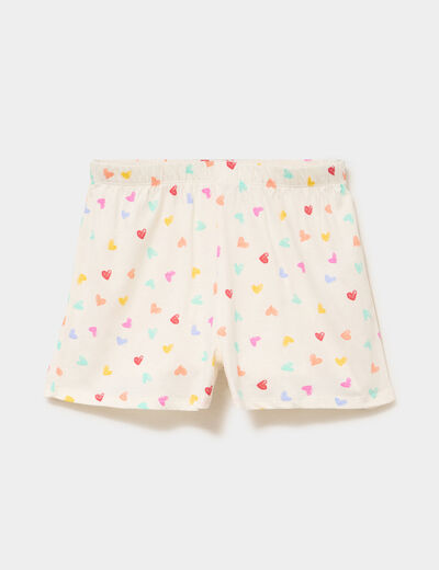 Bas de pyjama short coton ecru femme
