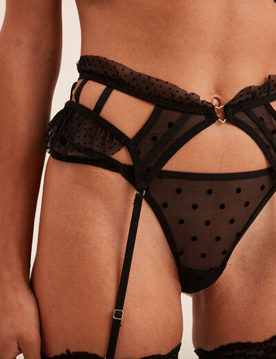 Ensemble porte-jarretelle et string noir femme
