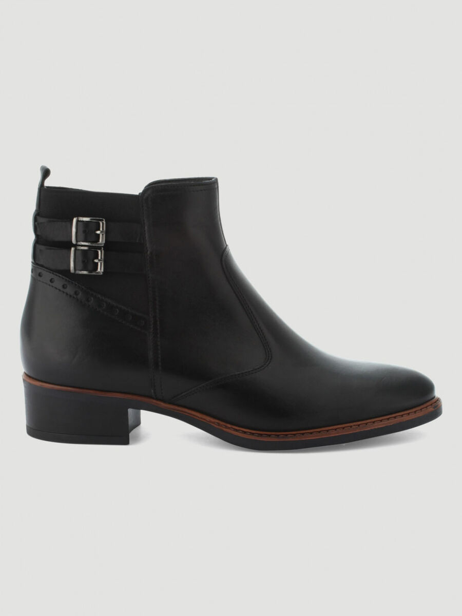 Bottines en cuir noir femme