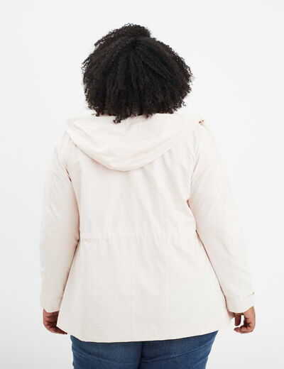 Parka déperlante cintrée à capuche beige femme grande taille