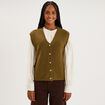 Gilet sans manches col en V vert olive femme