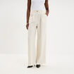 Pantalon large avec pinces ecru femme