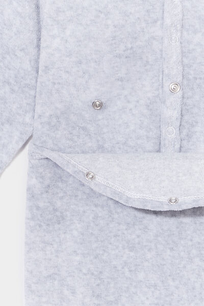 Dors-bien velours manches longues gris clair mixte