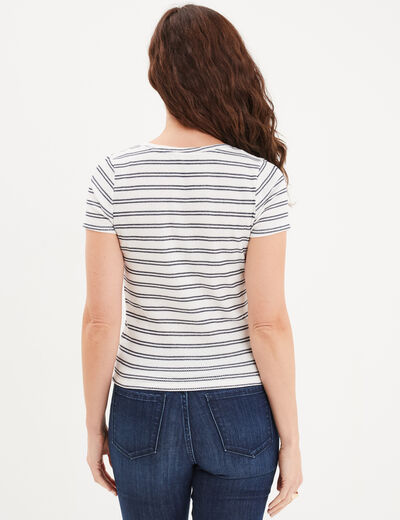 T-shirt col rond manches courtes Creeks blanc femme