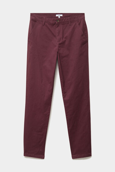 Pantalon chino droit stretch prune homme