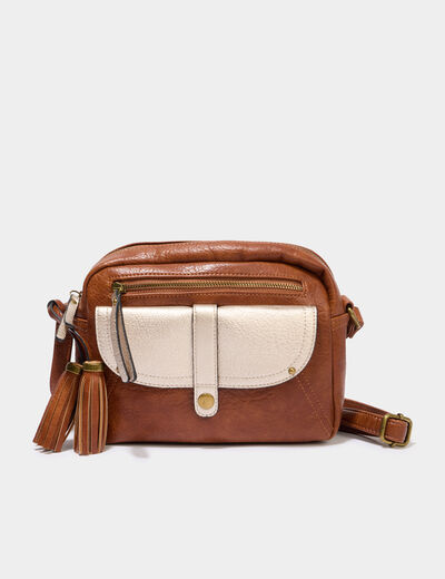 Sac en bandouli&egrave;re marron cognac femme