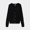 Gilet col en V boutonn&eacute; noir femme