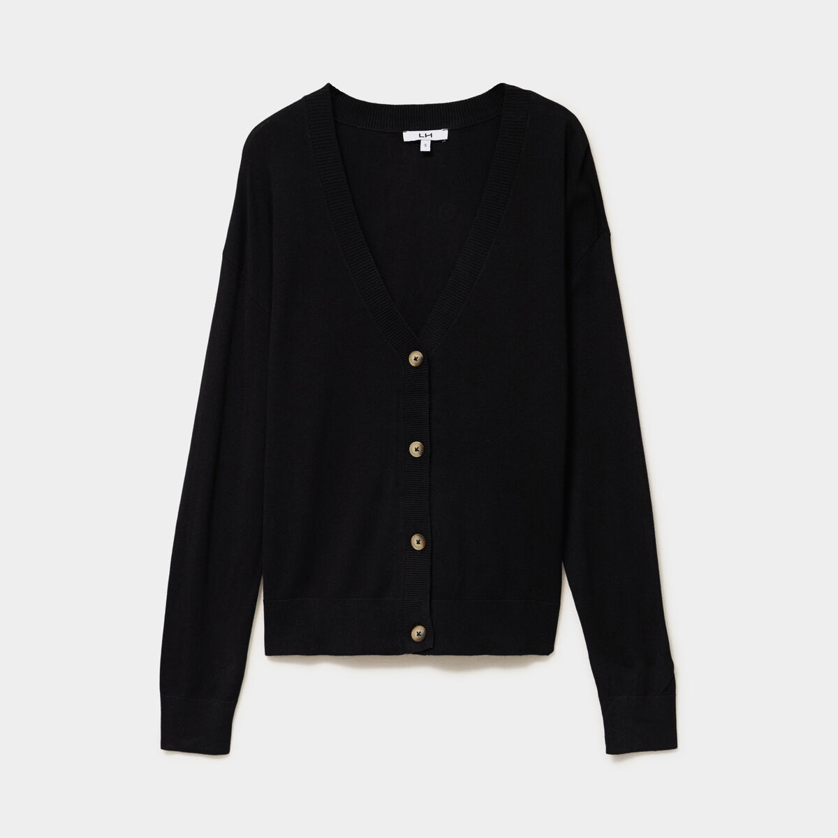Gilet col en V boutonn&eacute; noir femme