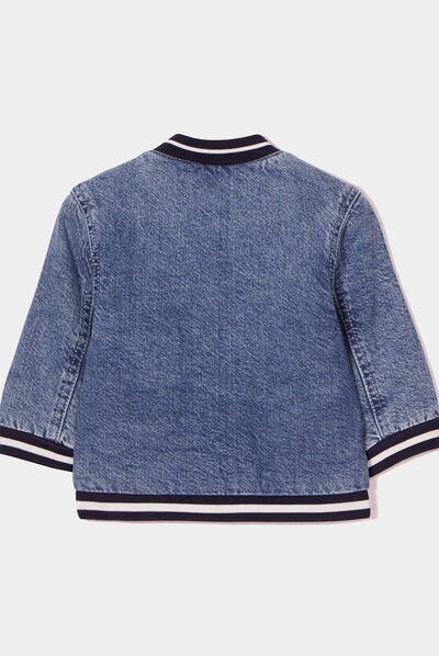 Veste teddy en jean avec patchs Creeks denim double stone bébé garçon