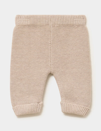Pantalon tricot coton taupe b&eacute;b&eacute;