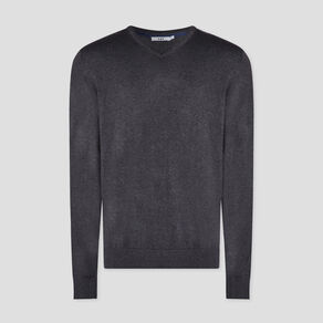 Pull avec col V gris foncé homme
