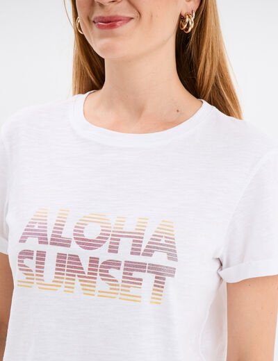 T-shirt manches courtes coton blanc femme