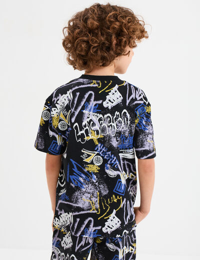T-shirt col rond manches courtes Liberto noir garçon