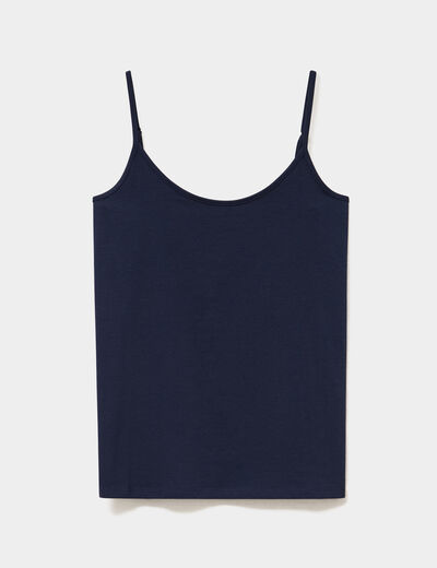 D&eacute;bardeur bretelles r&eacute;glables en coton bleu marine femme