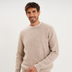 Pull col rond manches longues taupe homme