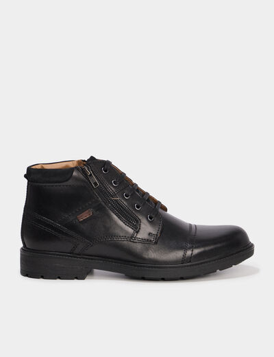Bottines montantes zipp&eacute;es en cuir noir homme