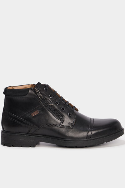 Bottines montantes zipp&eacute;es en cuir noir homme