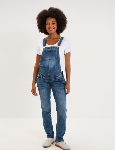 Salopette en jean de grossesse denim stone femme maternit&eacute;
