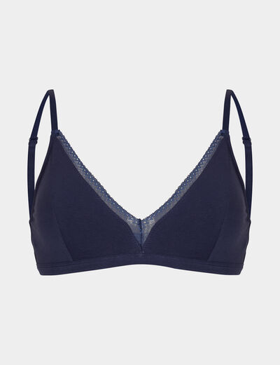 Soutien-gorge triangle sans armatures bleu marine femme