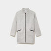 Manteau mi-long droit zipp&eacute; col mao gris clair femme grande taille