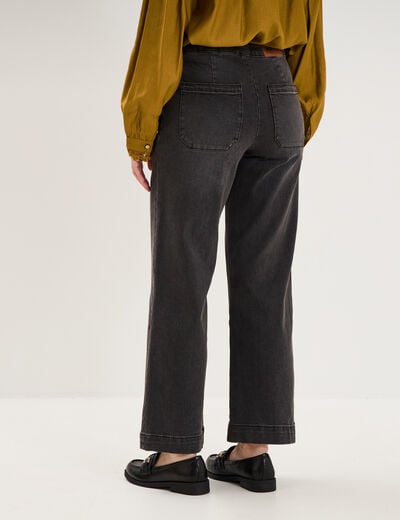 Jean large &agrave; pont denim noir femme