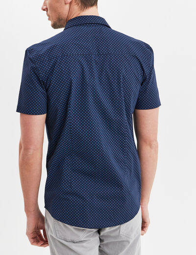 Chemise manches courtes coton bleu marine homme