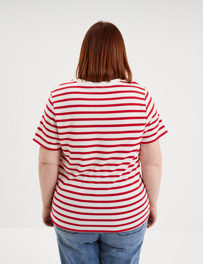 T-shirt manches courtes avec boutons ecru femme grande taille