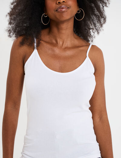 Débardeur coton bretelles réglables blanc femme